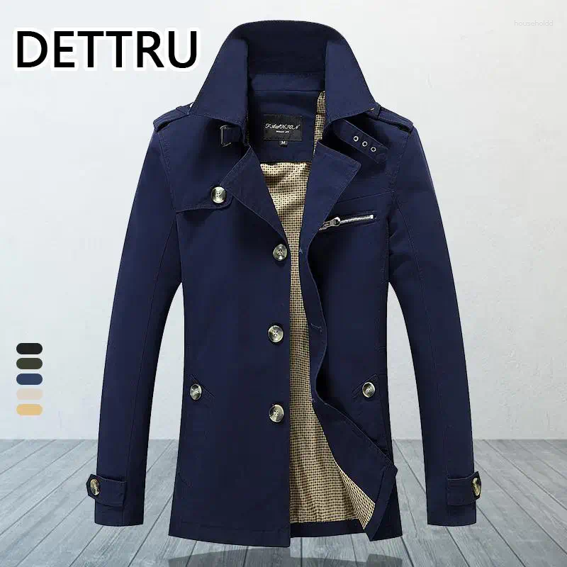Men&#039;s Trench Coats Oversized Coat Men WindBreaker Solid Purer Cotton Casual Jacket Clothing Pull Homme Outerwear 5XL