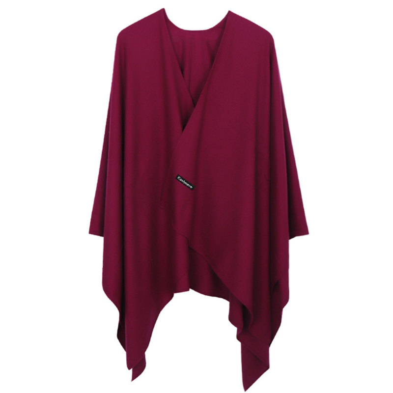 Scarves 2021 Fashion Cashmere Winter Women Poncho Solid Shawl Cape Foulard Femme