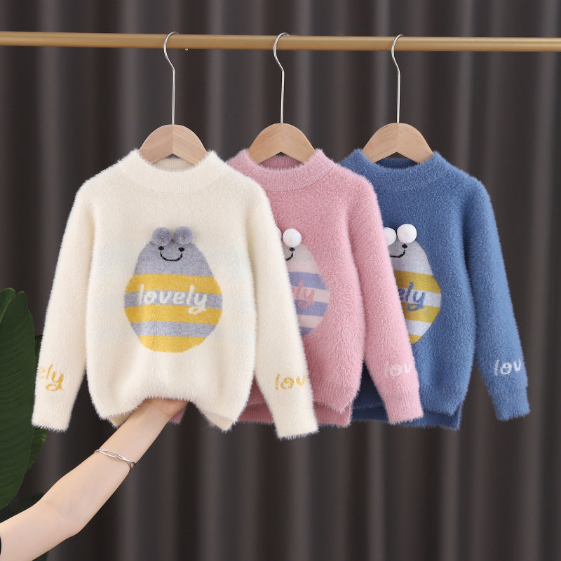 Kids Pullovers Baby Girls Sweaters Cartoon Bee Toddler Boys Sweater Autumn Winter Warm Infant 1 to 4 y Children Clothes Knitwear
