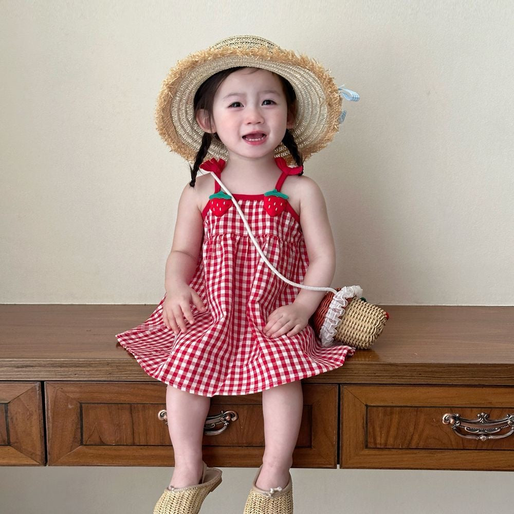 D10 Girls dress summer new style baby girl princess dress summer children&#039;s suspender skirt summer beach dress trend