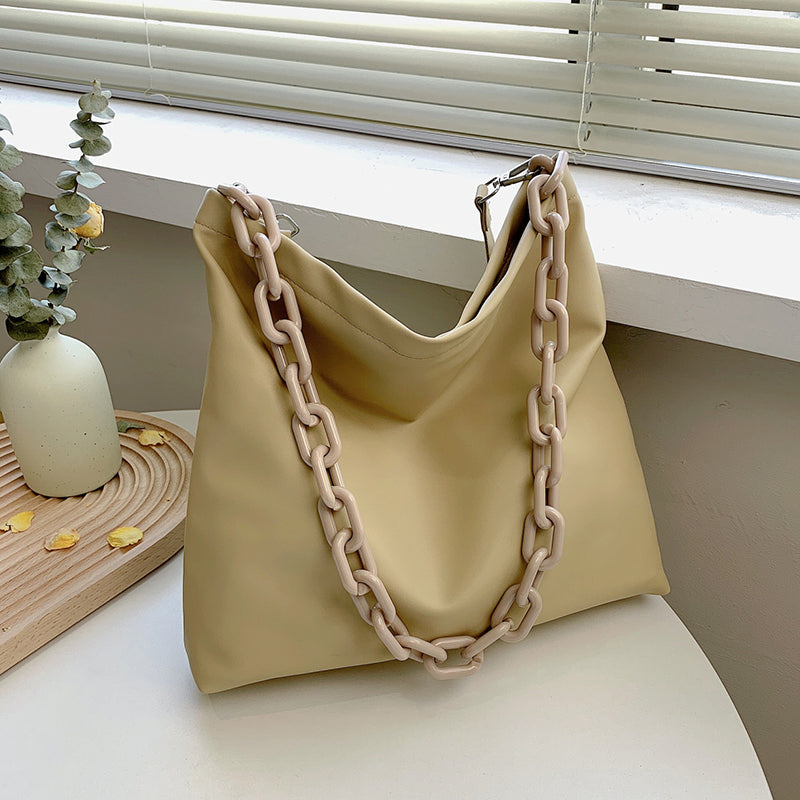 Candy Color Chain Design Small Soft PU Leather Bucket Crossbody Bags for Women 2021 Trend Lady Chain ed Shoulder Handbags L003