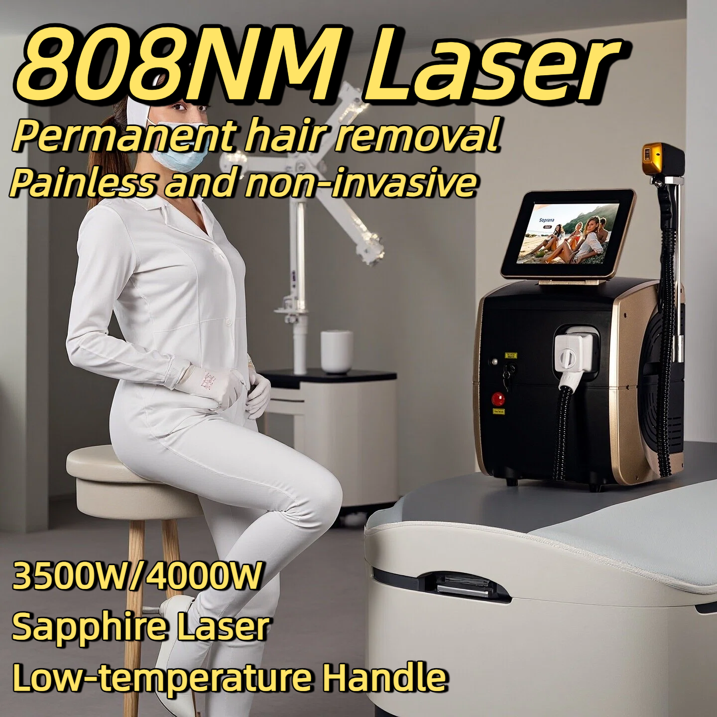 Professional 808nm Diode Lasers Pain-Free Permanent Hair Removal Alexandrit Permanent Painless Physical Underarm Body Care Depilation Equipment 755-