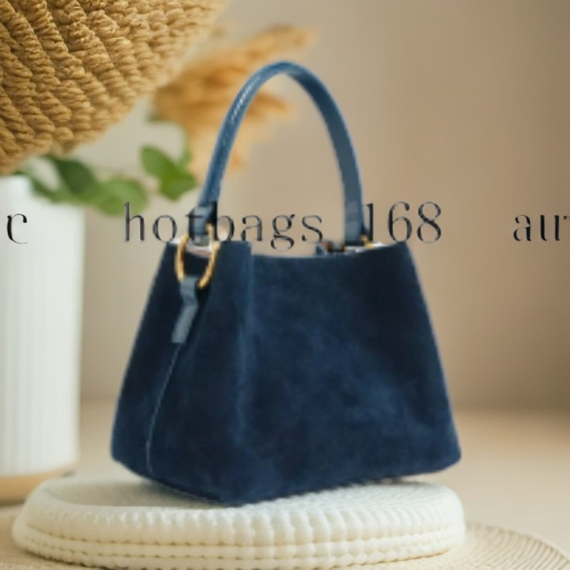 Women&#039;s Winter Matte Suede Leather Bucket Tote Shoulder Bag Peacock Blue-Coffee Stylish Small Crossbody Purse for Daily Use