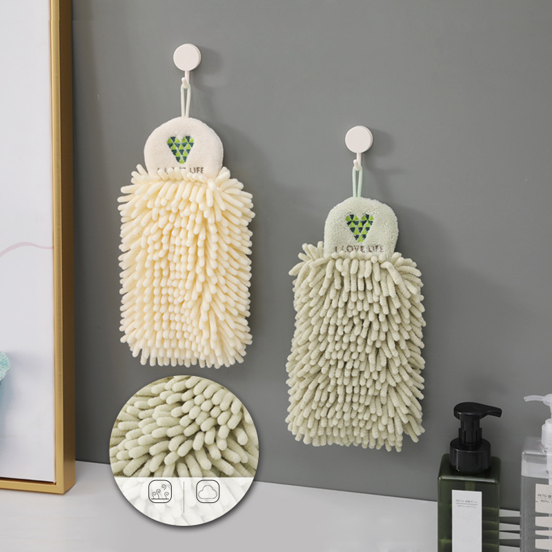 Chenille Soft Hand Towels Home Super Absorbent Eco-Friendly Wipe Cloth with Hanging Loops Kitchen Bathroom Accessories Towel