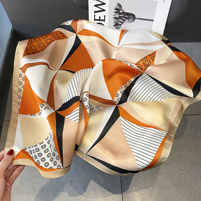 ScarveS 2022 New Irregular Patchwork Stripes Artificial Silk Medium Kerchief Womens Summer Thin Scarf Arm Bag Shirt