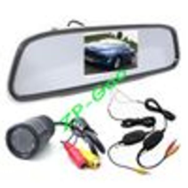 Wireless 9 IR LED Reversing Camera Car Rear View Kit Waterproof + 4.3&quot; LCD Mirror Monitor