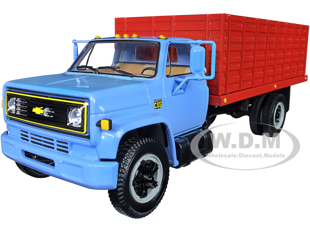1970s Chevrolet C65 Grain Truck with Corn Load Baby Blue and Red 1-34 Diecast Model by First Gear