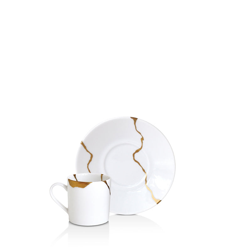 Bernardaud Kintsugi-Sarkis Cup & Saucer, Set of 6