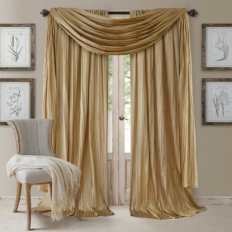 Elrene Home Fashions Athena 52 x 95 Crinkled Curtain Panels, Pair with Scarf Valance