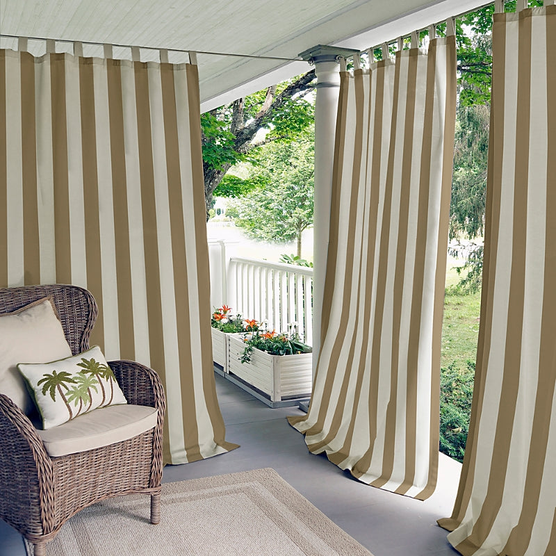 Elrene Home Fashions Highland Stripe Indoor-Outdoor Curtain Panel, 50 x 108