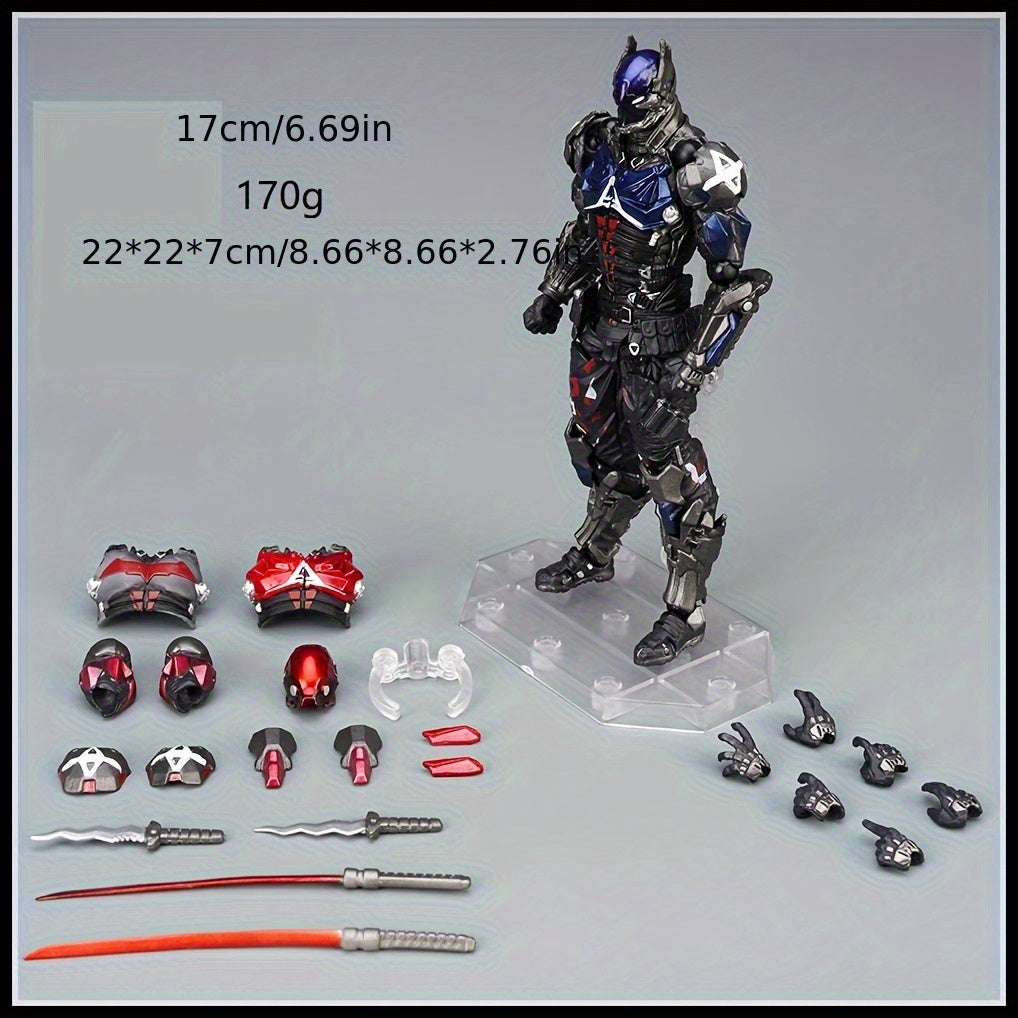 TEMU Handmade Black Hero Action Figure With Blue Accents - Detailed Collectible Model Doll, Intricate Design & Durable Plastic Construction For