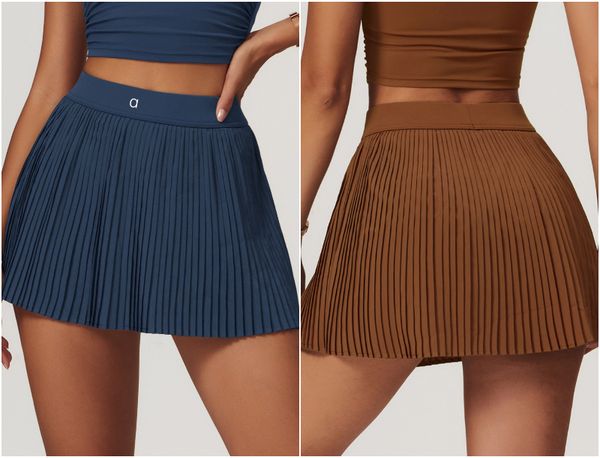 a8782 Womens Tennis Skirts Yoga Outfit High Waist Exercise Pleated Skirt Cheerleaders Short Dresses Fitness Wear Girls Running Elastic Adult