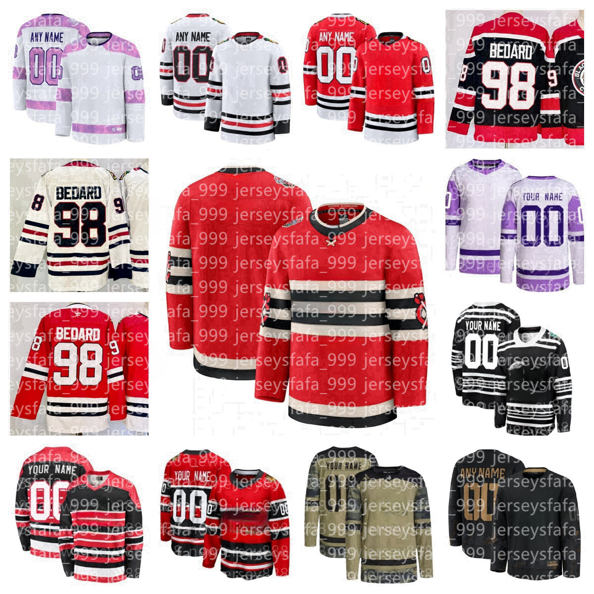 Blackhawks Connor Murphy Tony Esposito Jeremy Roenick Connor Bedard Ryan Donato Stan Mikita Custom hockey Jersey