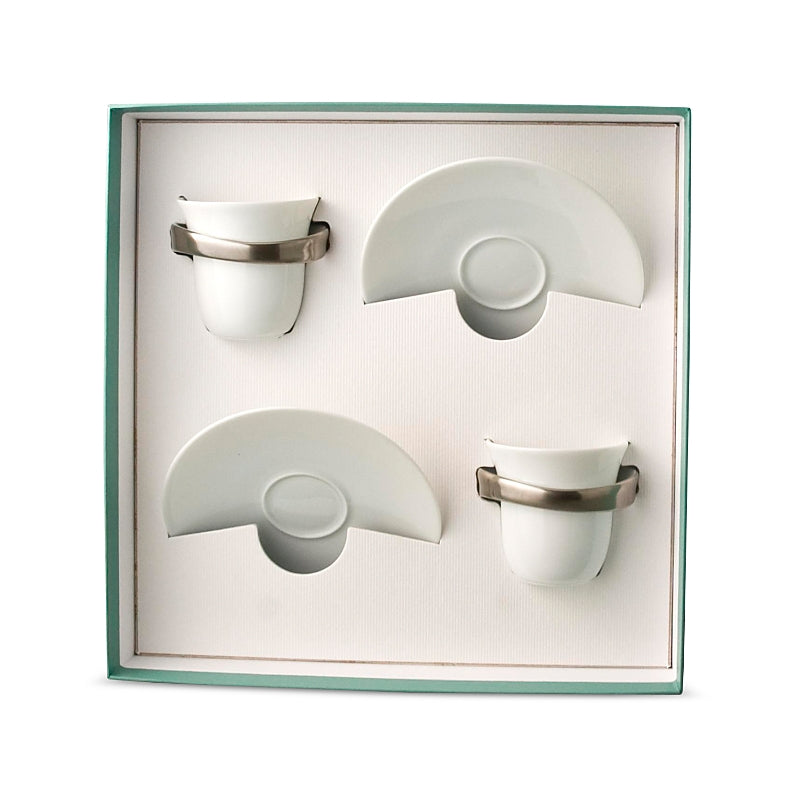 Bernardaud Anno Platinum Cup & Saucer, Set of 2