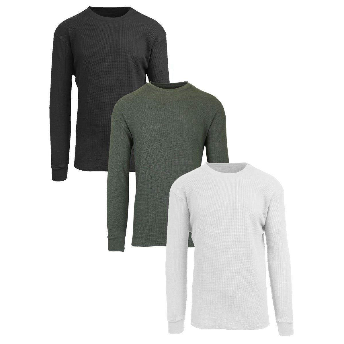Men's Long Sleeve Thermal Shirts (3-Pack) - MTH-4800-BK-OL-WH - 3XL