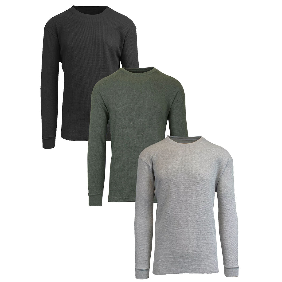Men's Long Sleeve Thermal Shirts (3-Pack) - MTH-4800-BK-OL-HG - 3XL