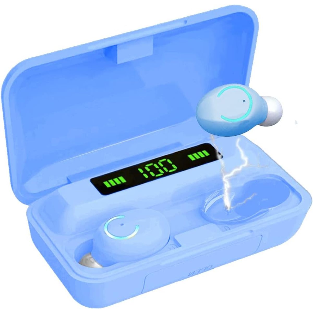 Acuvar™ Wireless BT 5.0 Rechargeable IPX7 Waterproof Earbuds with Case - Light Blue