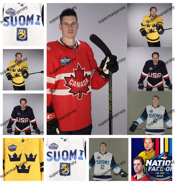 Team Canada 2025 Four Nations Face-Off Jersey Sidney Crosby Nathan MacKinnon Cale Makar Brayden Point Brad Marchand Hockey Jersey