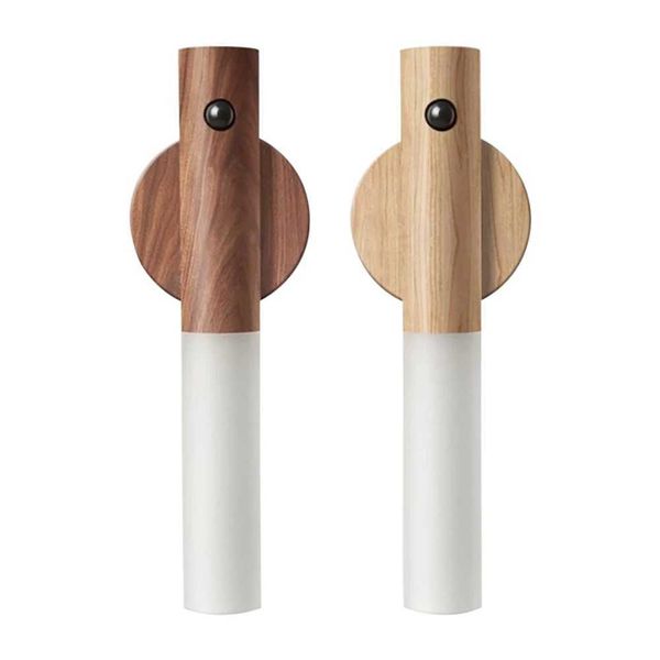 Night Lights LED Wood Grain Magnetic Wall Light Motion Sensor USB Night Light Cabinet Wardrobe Light Staircase Desk Lamp CL241230