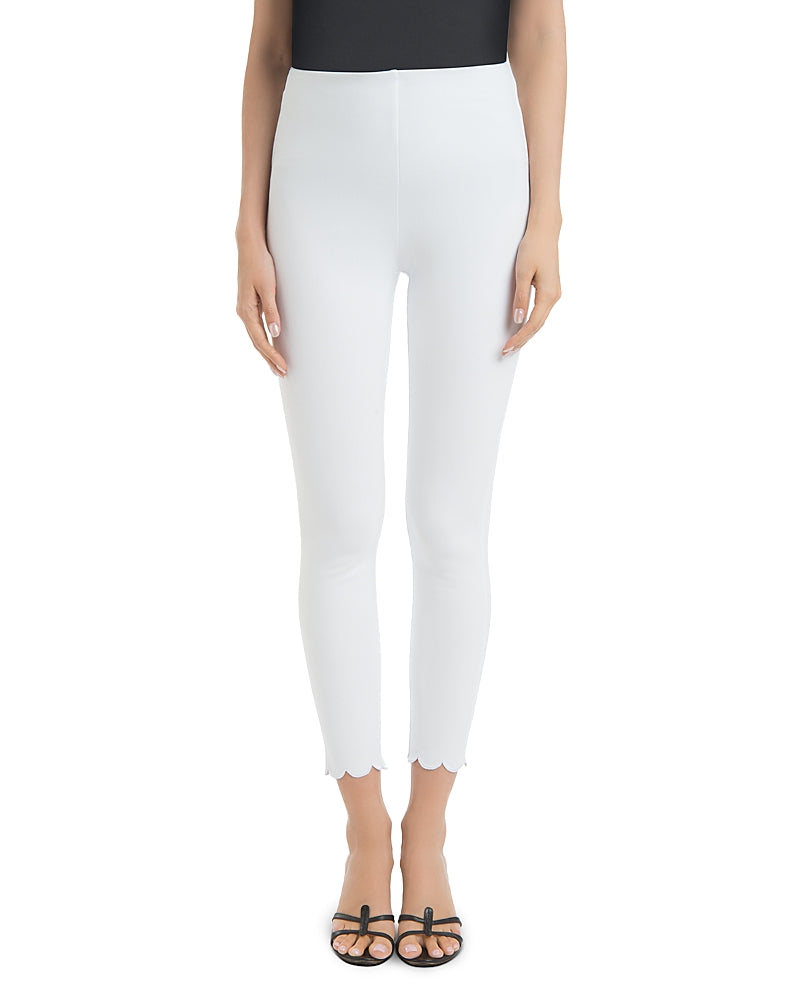Lysse Denim Scalloped Ankle Leggings in White
