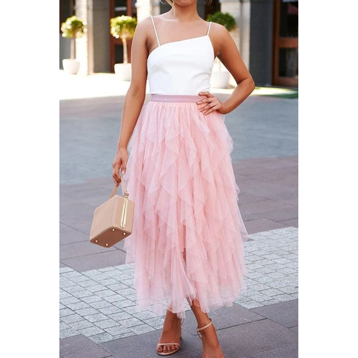 Women's Tulle Tiered Maxi Skirt - Pink - Medium (6-8)