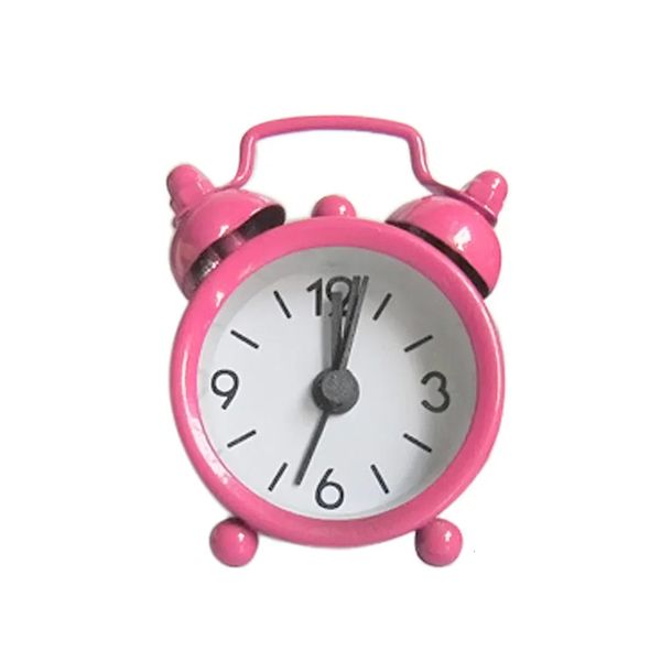 Cute Mini Metal Round Alarm Clock Desk Table Electronic Digital Clock Bedroom Living Room Alarm Clock Creative Home Decoration 241212