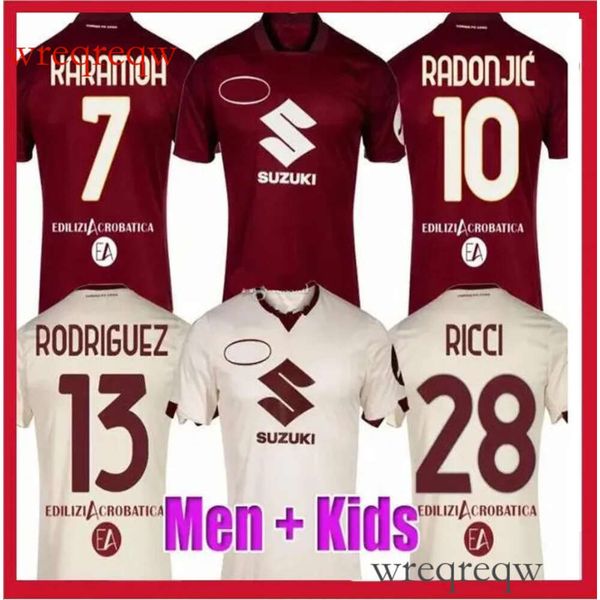 23 24 Torino FC RICCI Mens Soccer Jerseys SINGO T. SANABRIA ILIC PELLEGRI ZIMA BUONGIORNO Home Limited Edition Football Shirts