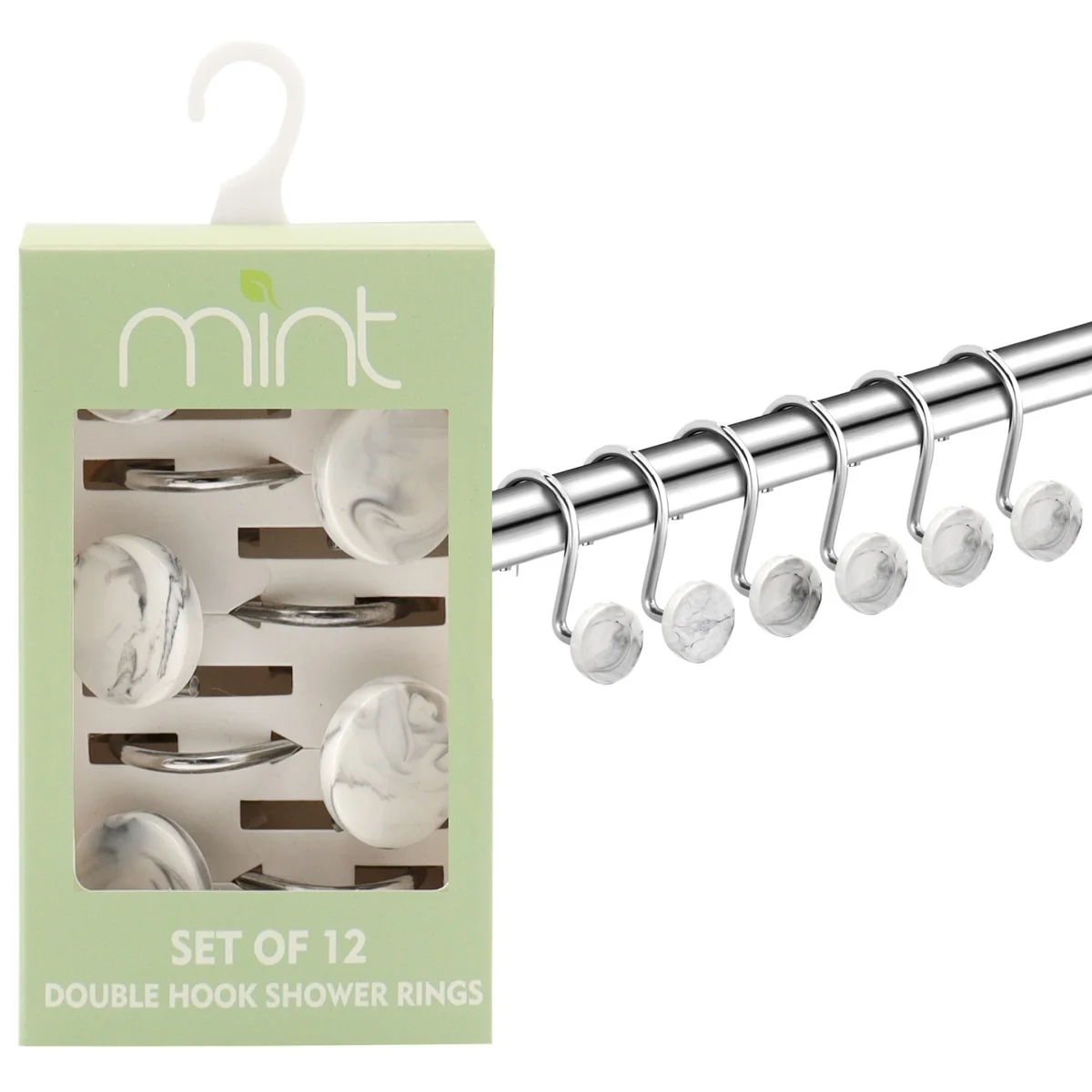 Shower Curtain Hook Rings (Set of 12) - Marble