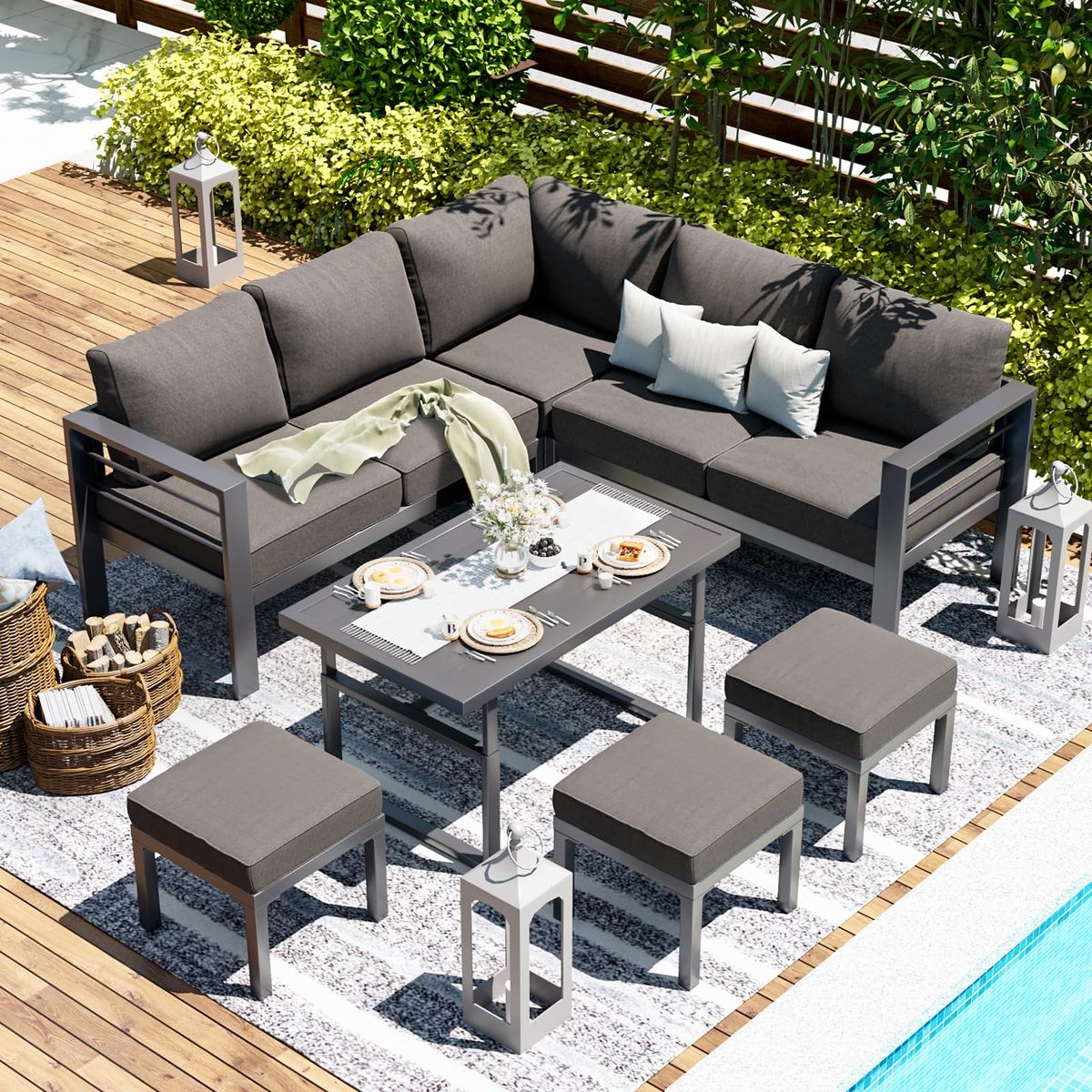 7-Piece Aluminum Patio Furniture Set - 16298BK-UG01