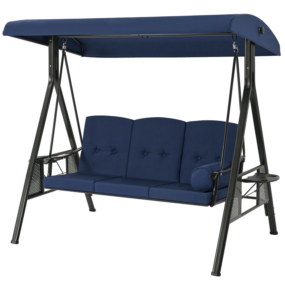 Outdoor Patio Swing Chair with Adjustable Canopy - Dark Blue