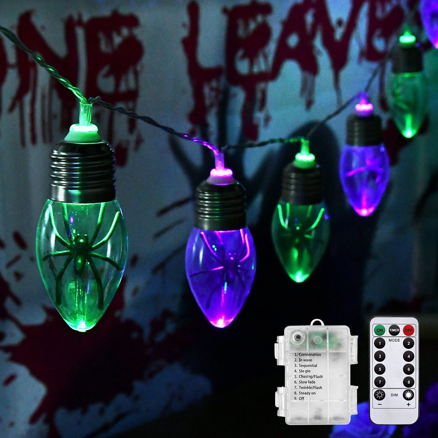 TEMU 9.8ft Halloween Decoration 20 Led Transparent Bubble String Lights With Timer, 8 Light , Suitable For Walls And Windows, Halloween Home