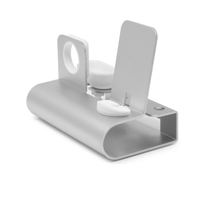 Aduro 3-in-1 Desktop Charging Stand for iPhone, AirPods, & Apple Watch - Silver