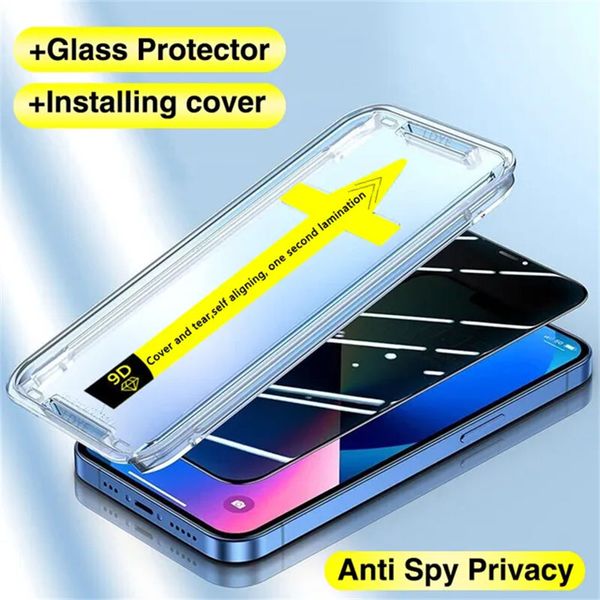 Dust Removal Tempered Glass Privacy For iphone 15 max 15Plus 14Plus 13 12 11 Pro Screen Protector Auto Dust-Elimination Installation Protect
