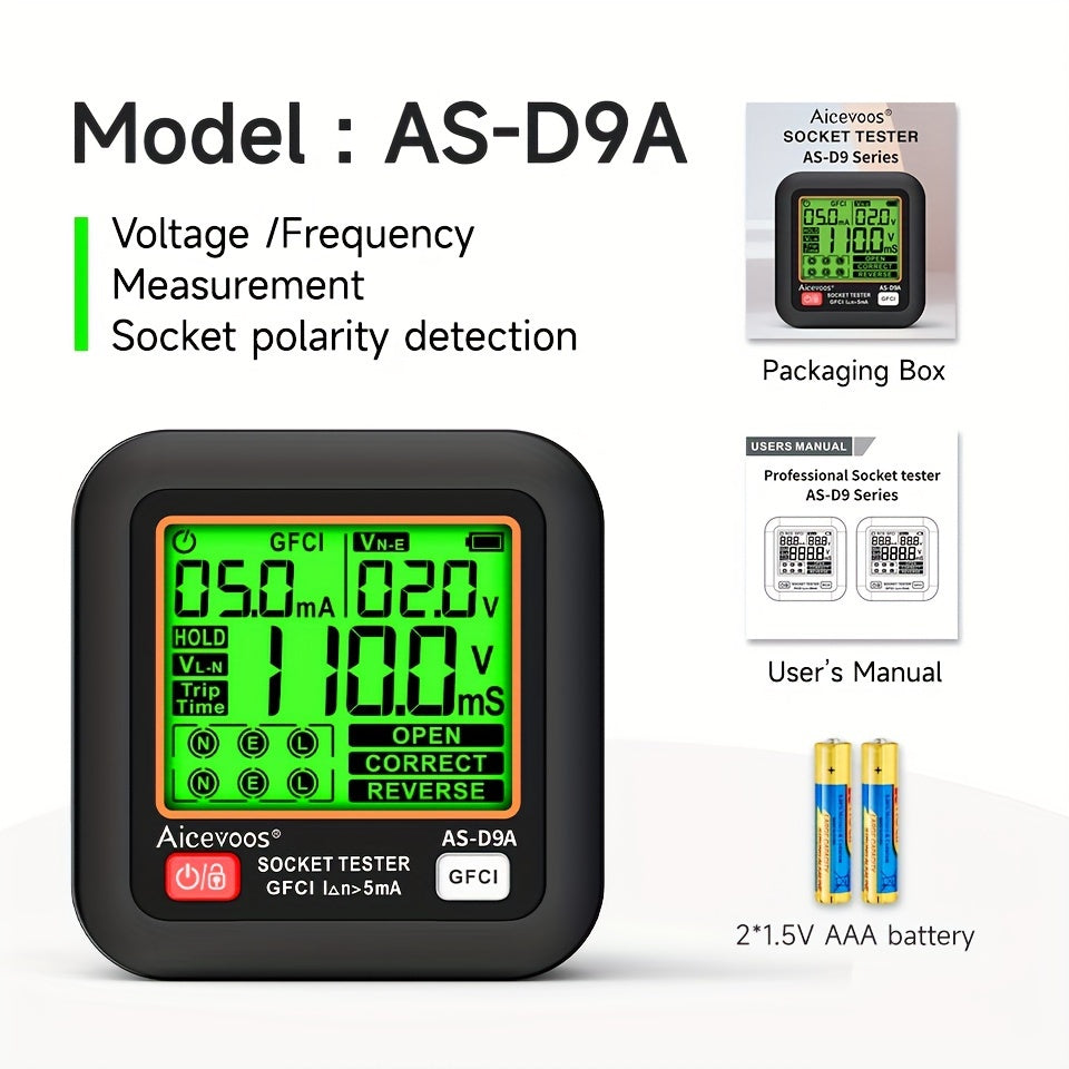 TEMU Aicevoos Outlet Tester Electrical Gfci Tester Receptacle Detector With Lcd Display, Ac Voltage Socket Tester Ground Tester Plug Tester