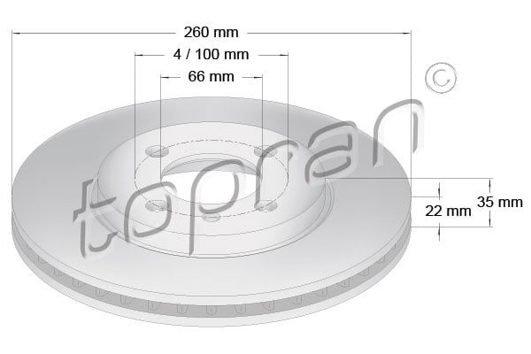 Brake Disc TOPRAN 500 559