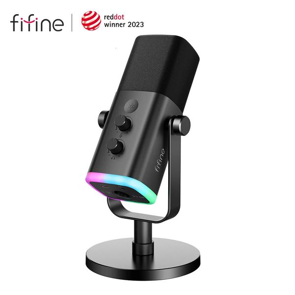 FIFINE USB-XLR Dynamic Microphone with Touch Mute ButtonHeadphone jackI-O Controlsfor PC PS5-4 mixerGaming MIC Ampligame AM8 250121