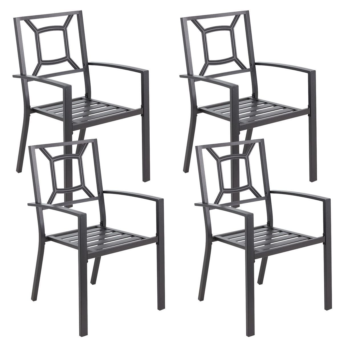 Outdoor Metal Patio Chairs (Set of 2-6) - 16098BK-UG01-4