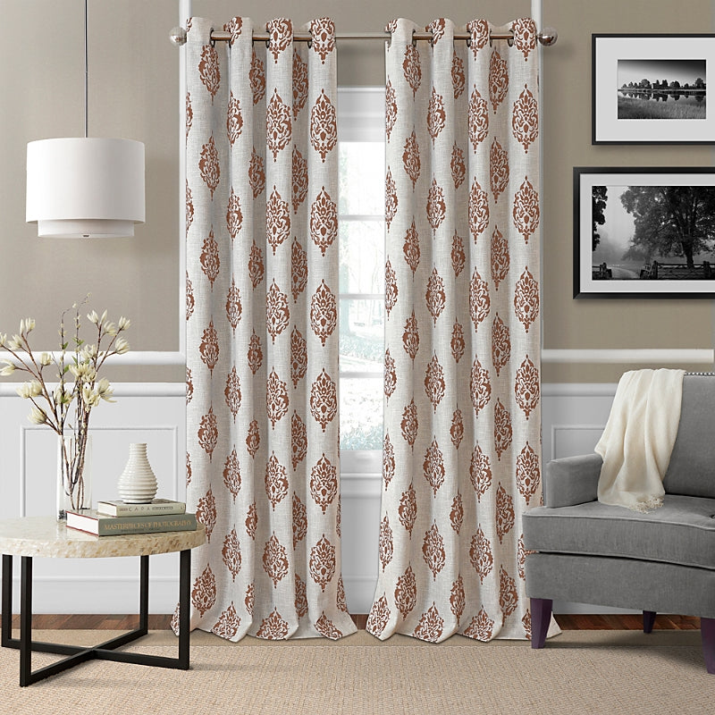 Elrene Home Fashions Navara Medallion Room Darkening Curtain Panel, 52 x 84