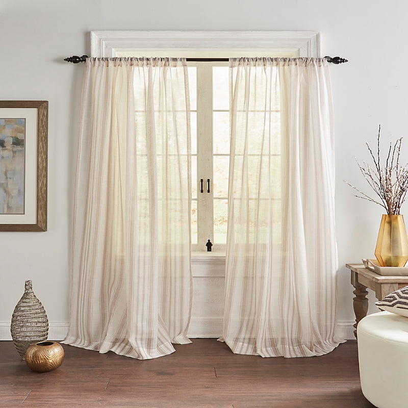 Elrene Home Fashions Hampton Striped Sheer Curtain Panel, 52 x 84