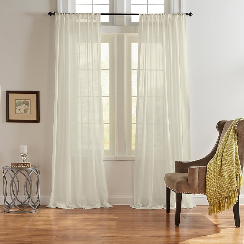Elrene Home Fashions Asher Cotton Voile Sheer Curtain Panel, 52 x 95