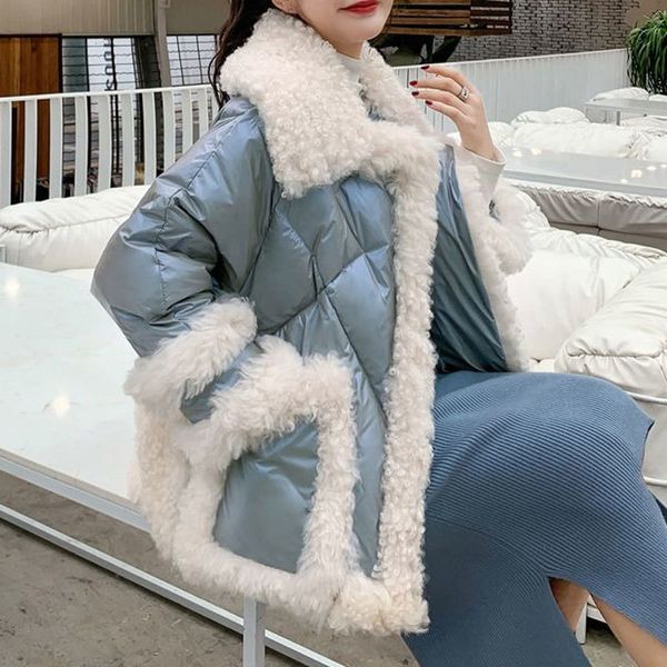 Women s Down Parkas Winter Women Glossy Thick Jacket Korean Stitching 90 White Duck down Coat Warm Female Outerwear 221128