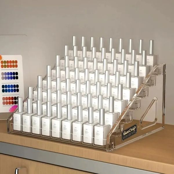 7 Layer Nail Polish Display Table Acrylic Cosmetics Desktop Display Lipstick Lip Gloss Transparent Shelves