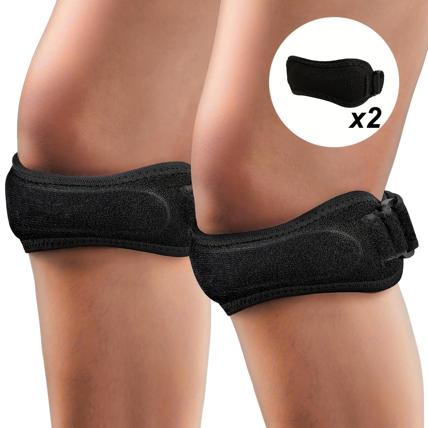TEMU 2 Patella Knee Straps Support For Hiking, Soccer, Basketball, Running, Jumpers Knee, Tennis, Volleyball & Squats Silicone Pads Knee Braces For