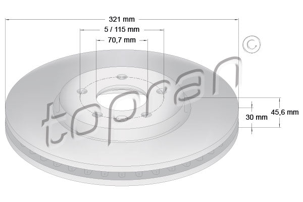Brake Disc TOPRAN 208 688