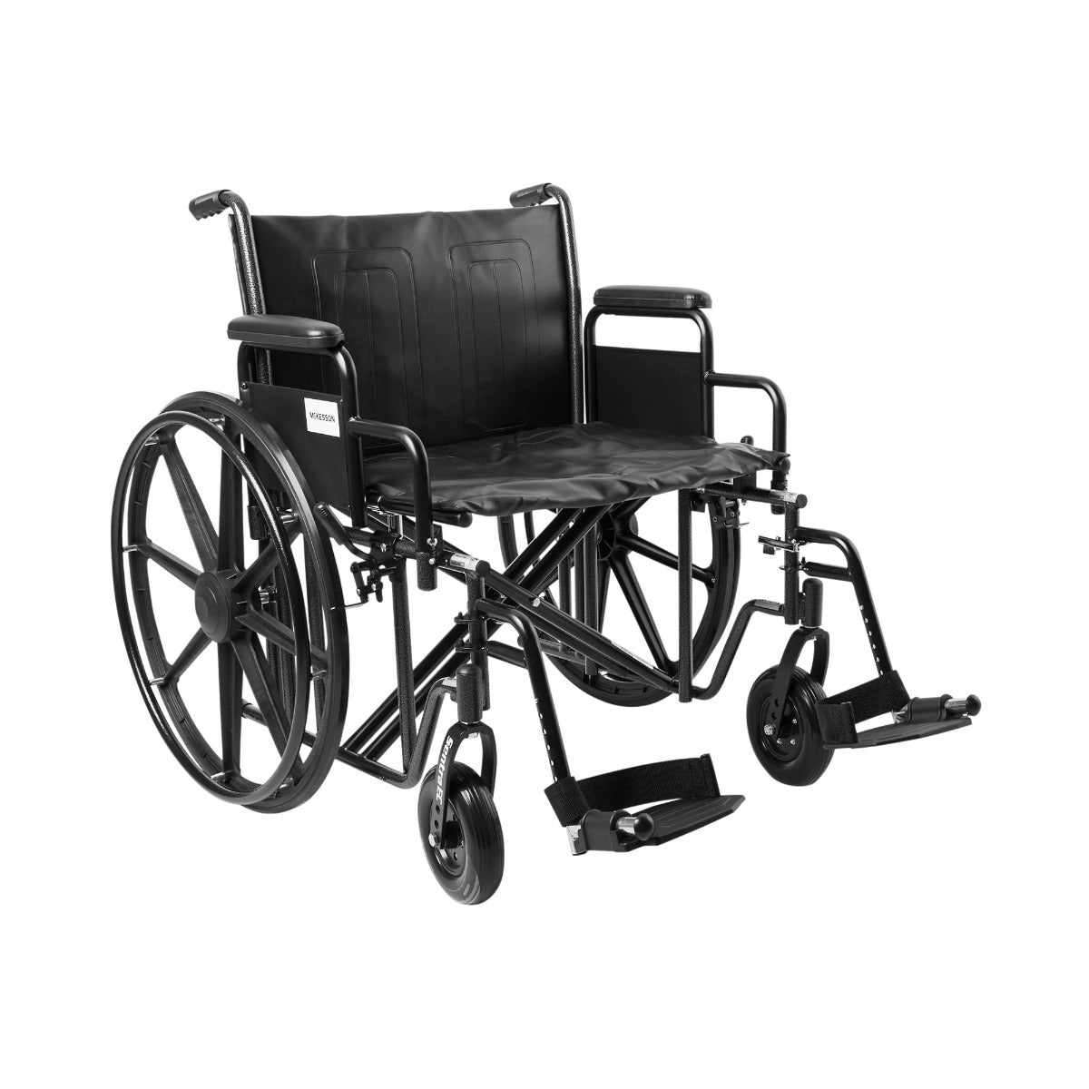 McKesson Heavy Duty Wheelchair, 24" Seat, Detachable Desk Arms, Swingaway Footrest,1 Each