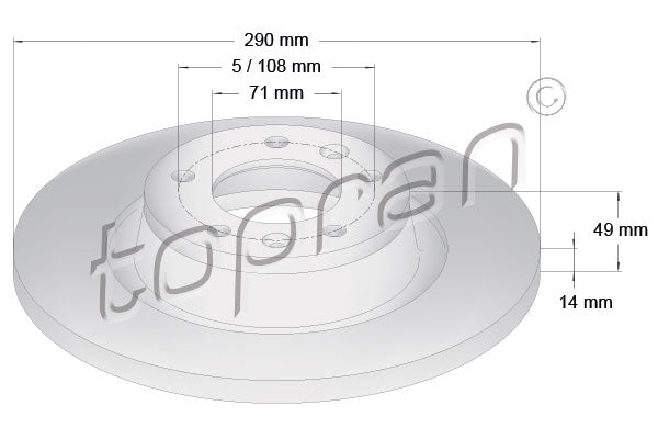 Brake Disc TOPRAN 722 487