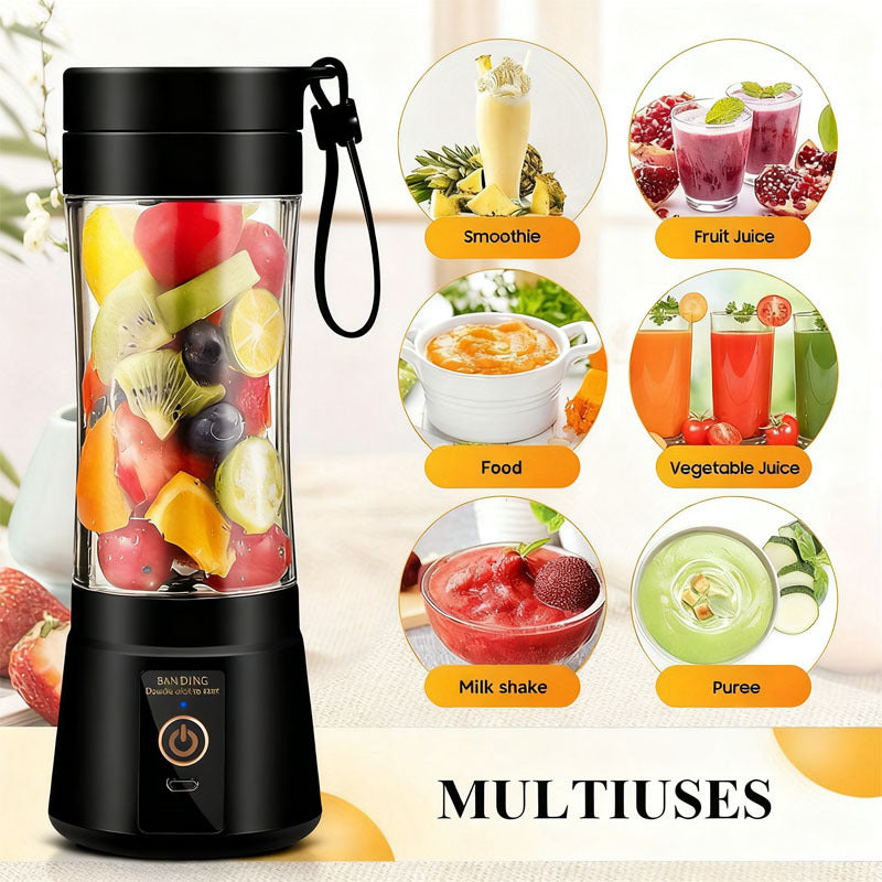 TEMU 12.85 Oz Rechargeable Portable Mixing Cup, 1200mah Electric Usb Mini Mixer, Suitable For Shakes And Smoothies, Juice, 380ml, 6 Blades, Perfect