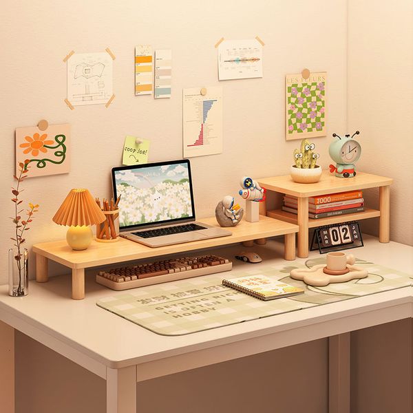 Other Home Storage Organization Desktop Organizer Computer Monitor Booster Stand Study Office Makeup Supplies Wooden Shelf Miscellaneous 230