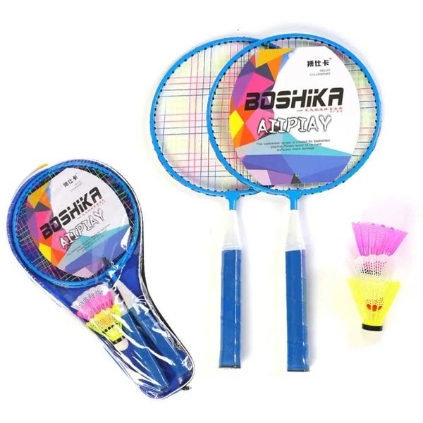 Childrens lightweight racket family game toy iron alloy double racket set with carrying bag sports equipmentW241221