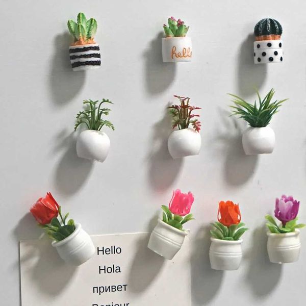 4-5pcs Cactus Fridge Magnet Plant and Flower REfrigerator Magnetic Sticker 3D Cute Grass Message Board Reminder Home DecorationM240808